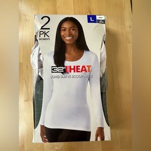 NWT 32 Degrees Heat Womens Thermal Base Layer Scoop Neck Top 2-Pack Large